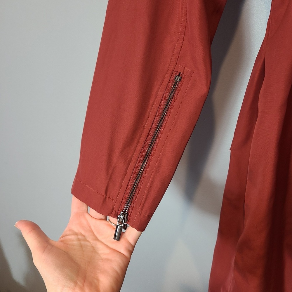 Badgley Mischka women coat‎ jacket hooded sz M $189 Rust Red Spring - Picture 8 of 12